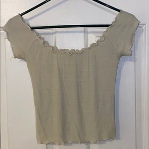 Brandy Melville John Galt Crop Lettuce-Edge Shirt